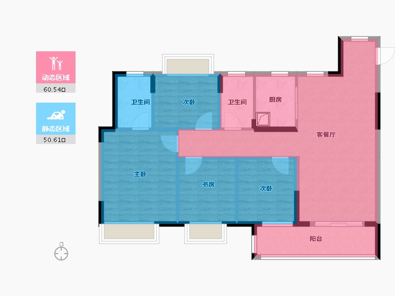 湖北省-武汉市-孔雀城问津兰亭-100.00-户型库-动静分区