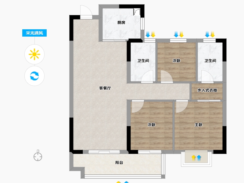 湖北省-武汉市-城投大桥龙城-79.86-户型库-采光通风