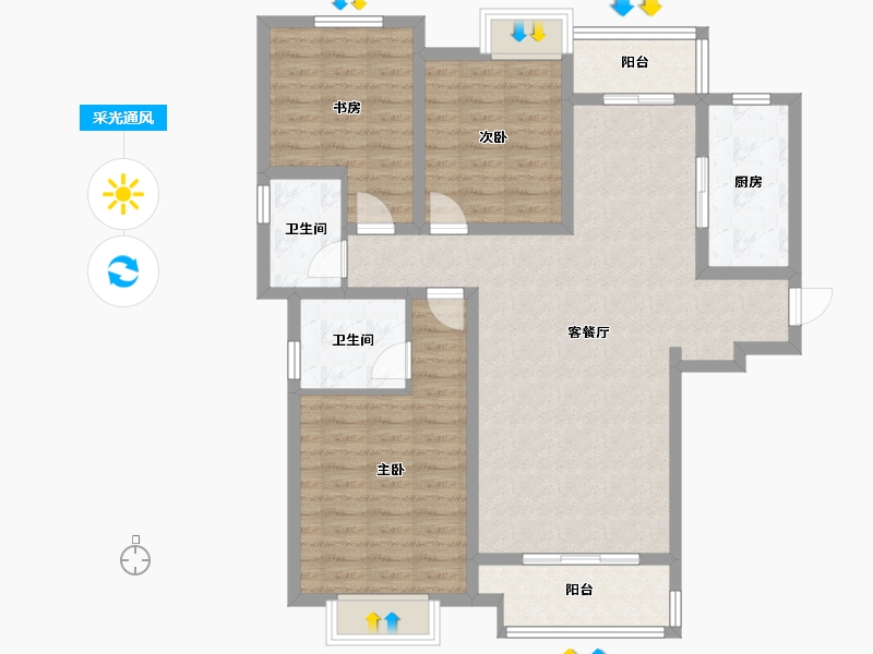 陕西省-西安市-星雨华府-103.20-户型库-采光通风