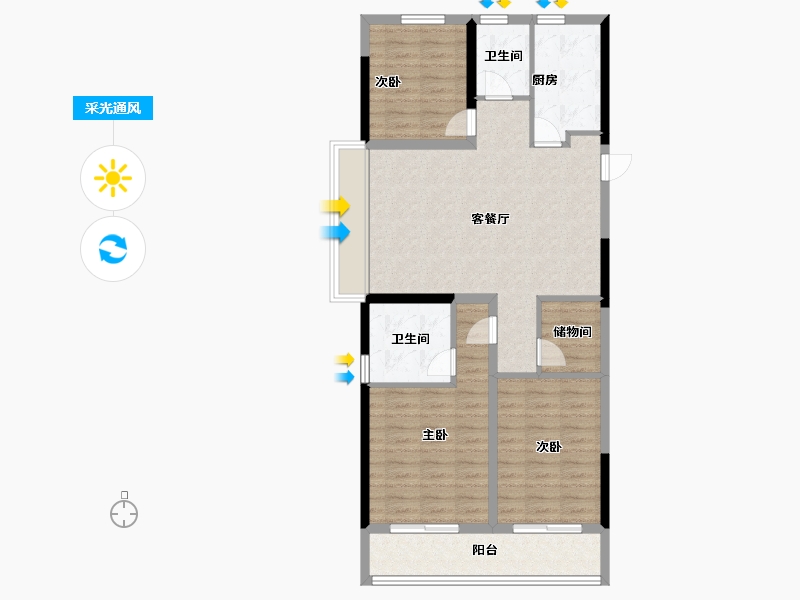 浙江省-温州市-大家天阳雲天美筑-90.40-户型库-采光通风