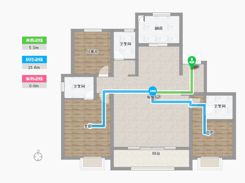 陕西省-咸阳市-陕建沣渭壹号院-120.00-户型库-动静线