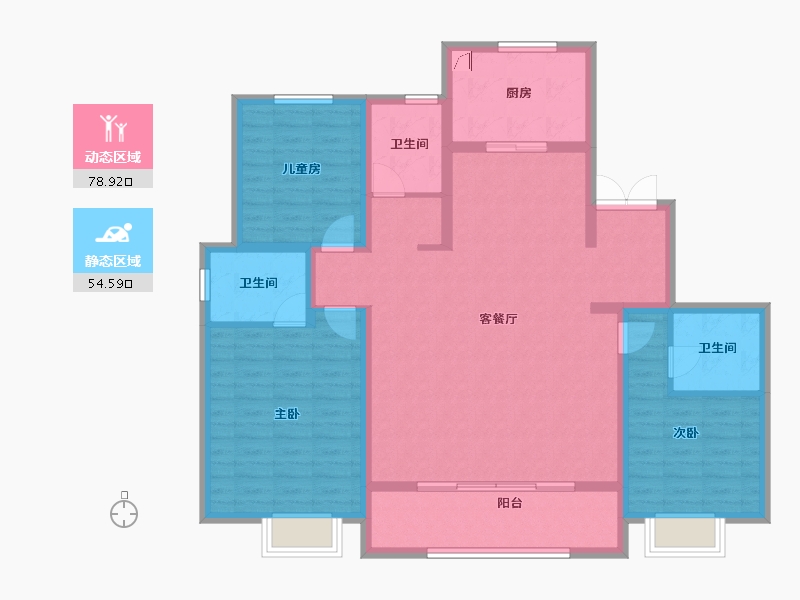 陕西省-咸阳市-陕建沣渭壹号院-120.00-户型库-动静分区