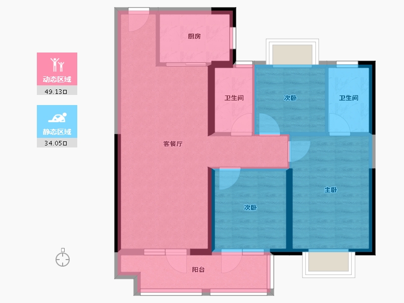 湖北省-武汉市-坤合云海城-73.94-户型库-动静分区