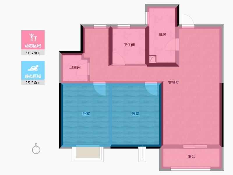 陕西省-咸阳市-林凯溢金湾-72.00-户型库-动静分区