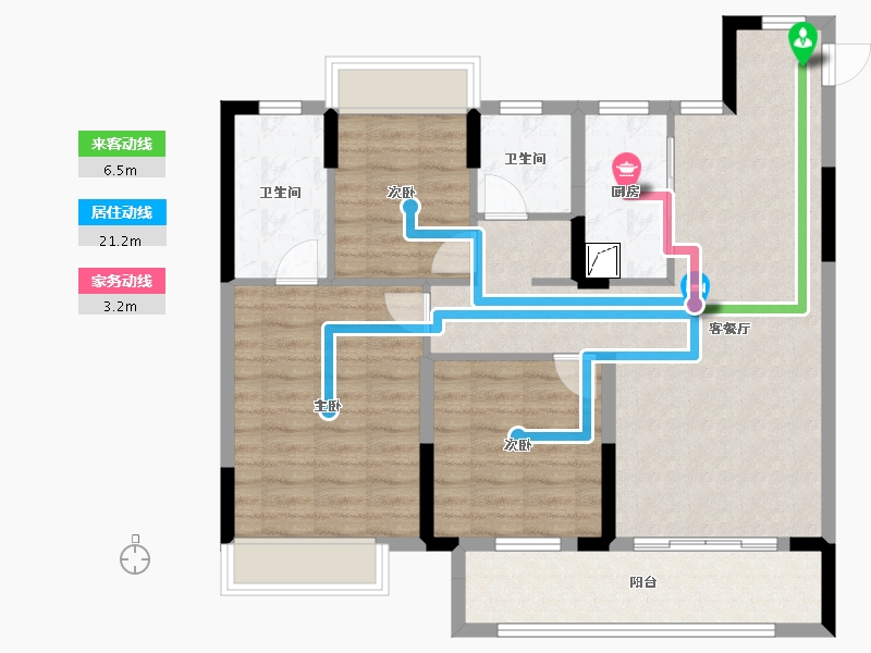 湖北省-武汉市-孔雀城问津兰亭-92.00-户型库-动静线