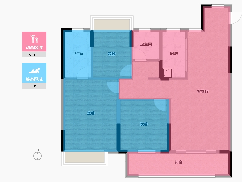 湖北省-武汉市-孔雀城问津兰亭-92.00-户型库-动静分区