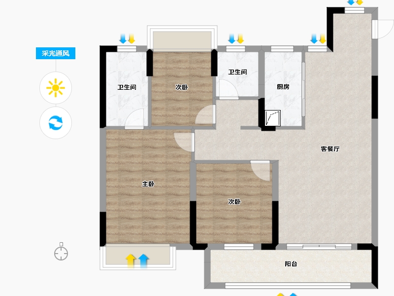 湖北省-武汉市-孔雀城问津兰亭-92.00-户型库-采光通风