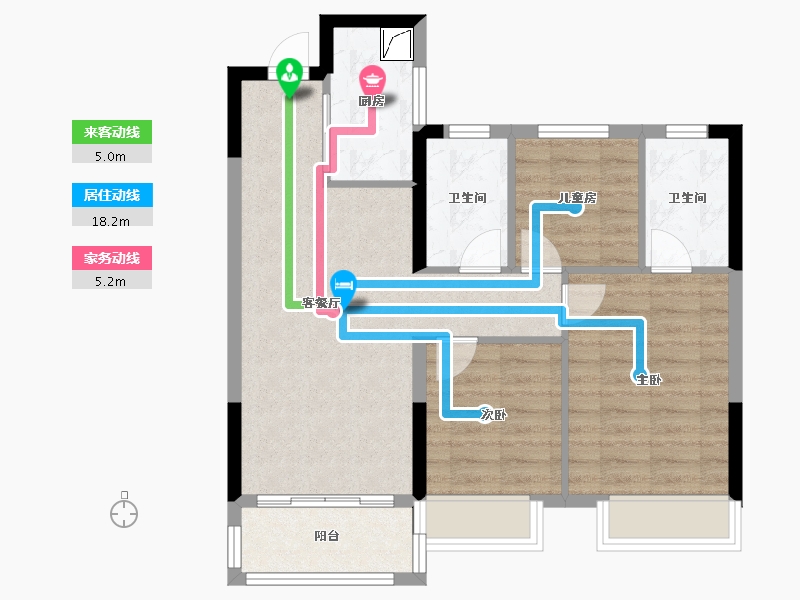 湖北省-武汉市-孔雀城问津兰亭-72.11-户型库-动静线