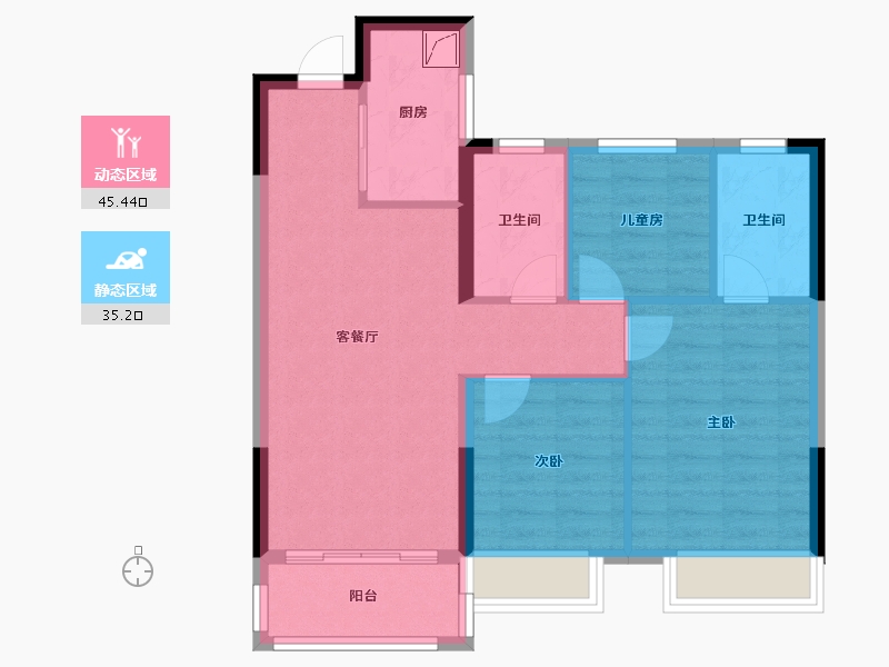 湖北省-武汉市-孔雀城问津兰亭-72.11-户型库-动静分区