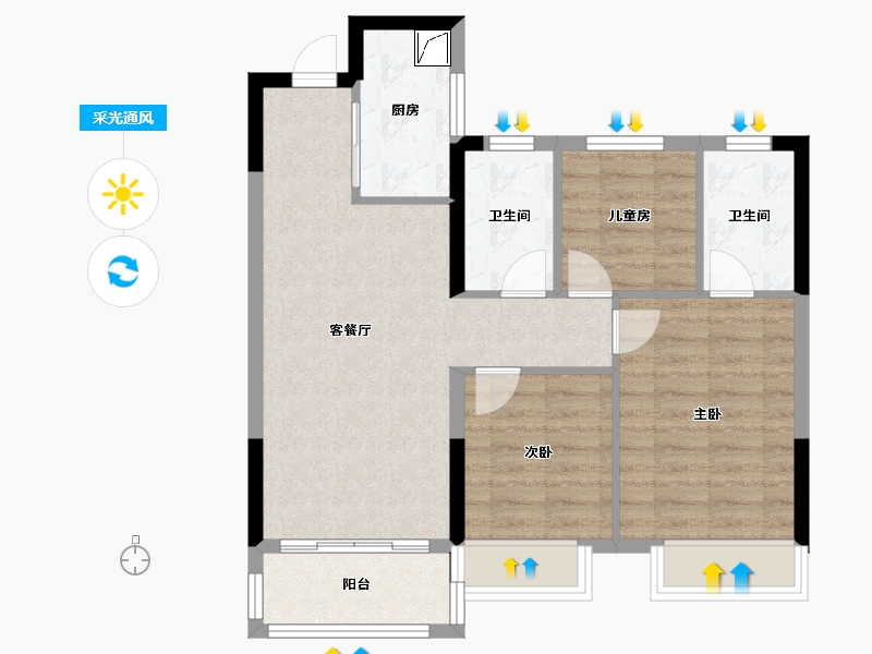 湖北省-武汉市-孔雀城问津兰亭-72.11-户型库-采光通风