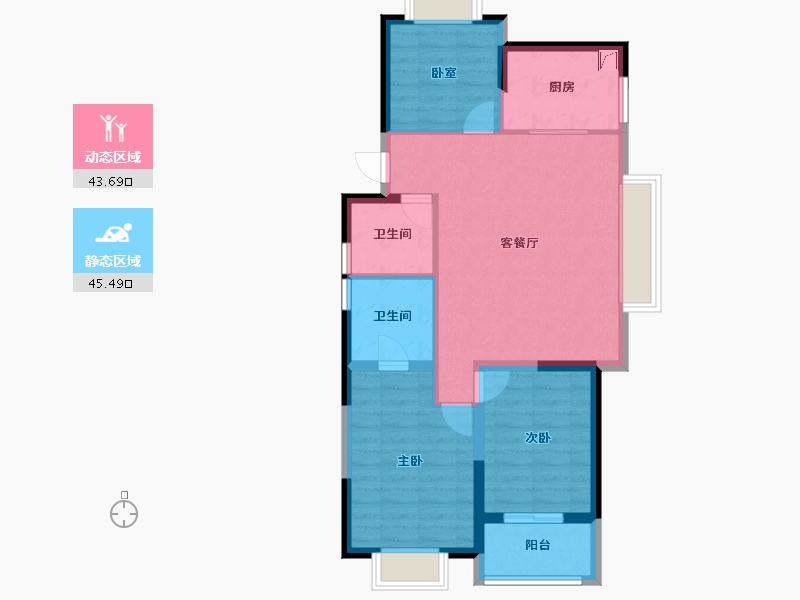 浙江省-杭州市-绿城桂冠东方-79.92-户型库-动静分区