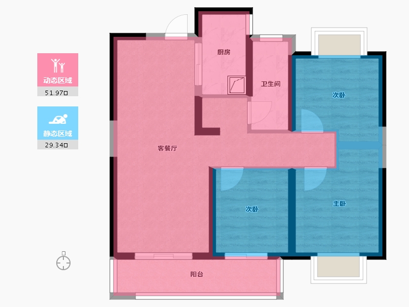 湖北省-武汉市-坤合云海城-71.52-户型库-动静分区