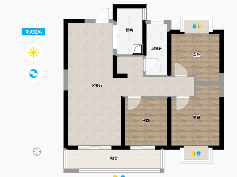 湖北省-武汉市-坤合云海城-71.52-户型库-采光通风