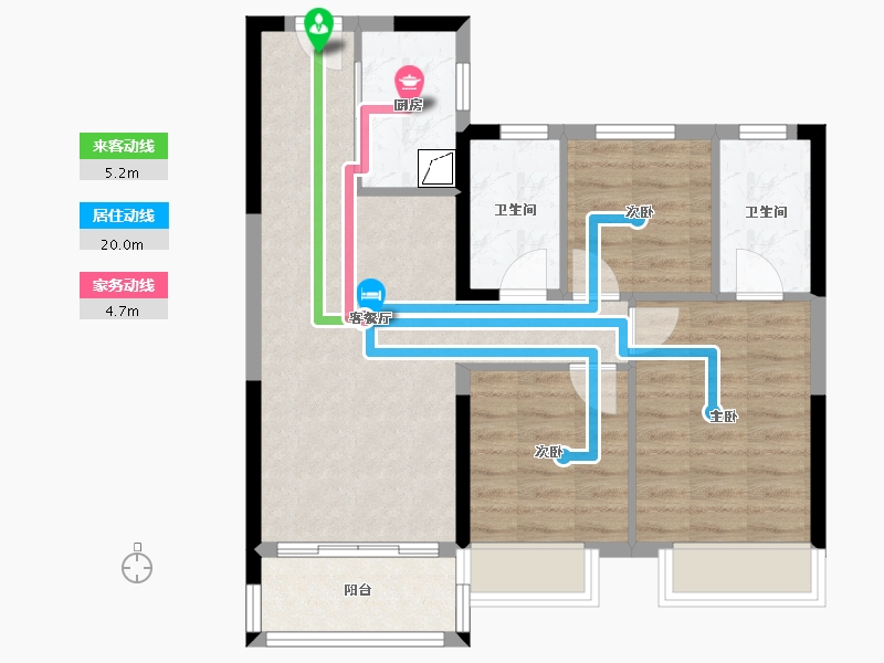 湖北省-武汉市-孔雀城问津兰亭-70.03-户型库-动静线