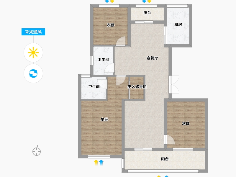 浙江省-绍兴市-大族阿里山庄-103.69-户型库-采光通风