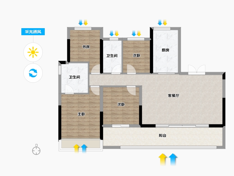 浙江省-温州市-远洋半岛九号-111.20-户型库-采光通风