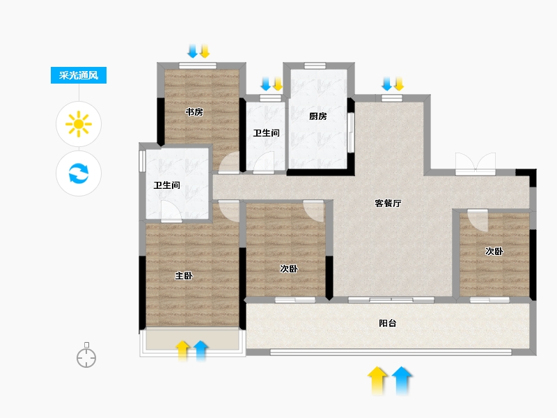 浙江省-温州市-远洋半岛九号-111.20-户型库-采光通风