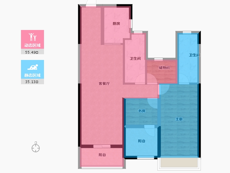 浙江省-温州市-合景天玺-79.95-户型库-动静分区