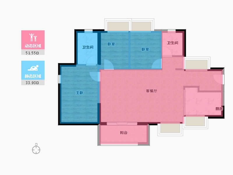 广东省-东莞市-珠江万科城-77.00-户型库-动静分区