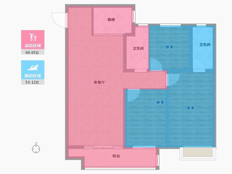 山东省-临沂市-儒辰璟宸御园-105.60-户型库-动静分区