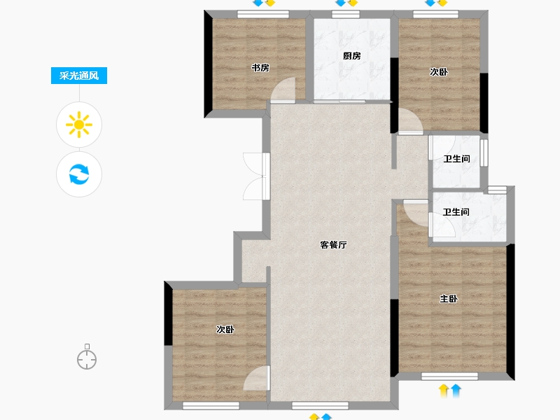 浙江省-温州市-国鸿柏悦府-95.20-户型库-采光通风