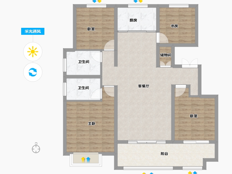 山东省-临沂市-房源·南湖壹号院-108.77-户型库-采光通风