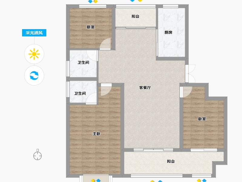 山东省-临沂市-房源·南湖壹号院-106.70-户型库-采光通风