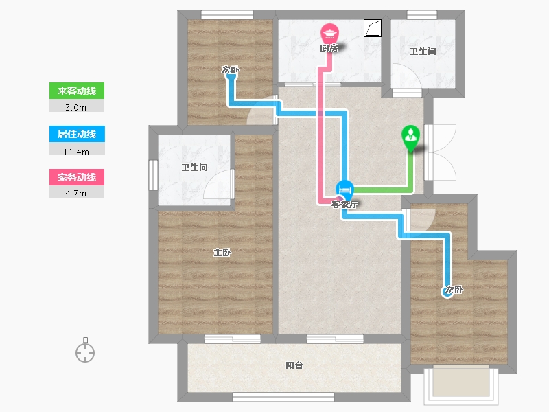 浙江省-绍兴市-新邻里广场-71.61-户型库-动静线