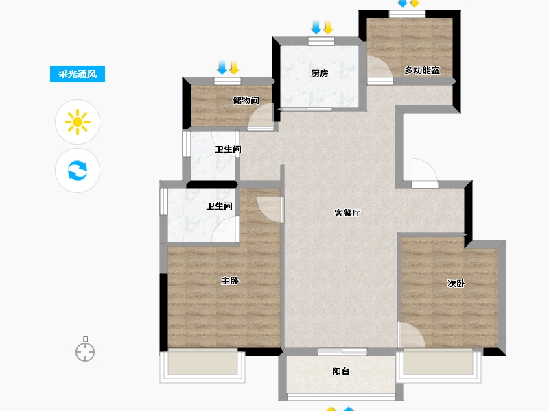 浙江省-温州市-合景天玺-80.00-户型库-采光通风