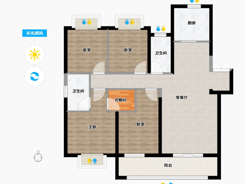 湖北省-武汉市-中建锦绣楚城-111.20-户型库-采光通风