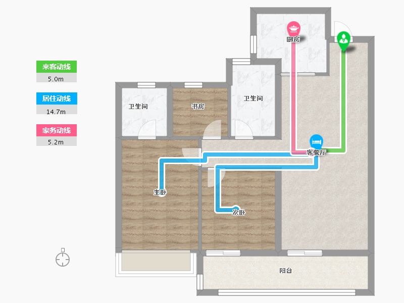 浙江省-温州市-龙湖龙誉城-84.00-户型库-动静线