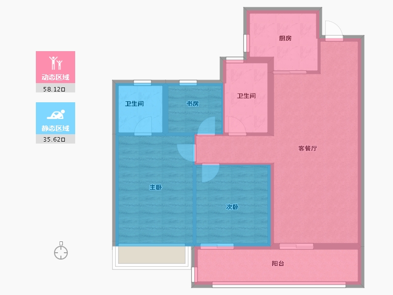 浙江省-温州市-龙湖龙誉城-84.00-户型库-动静分区