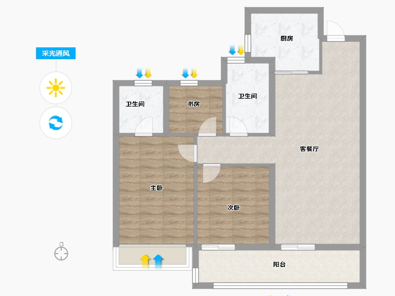 浙江省-温州市-龙湖龙誉城-84.00-户型库-采光通风