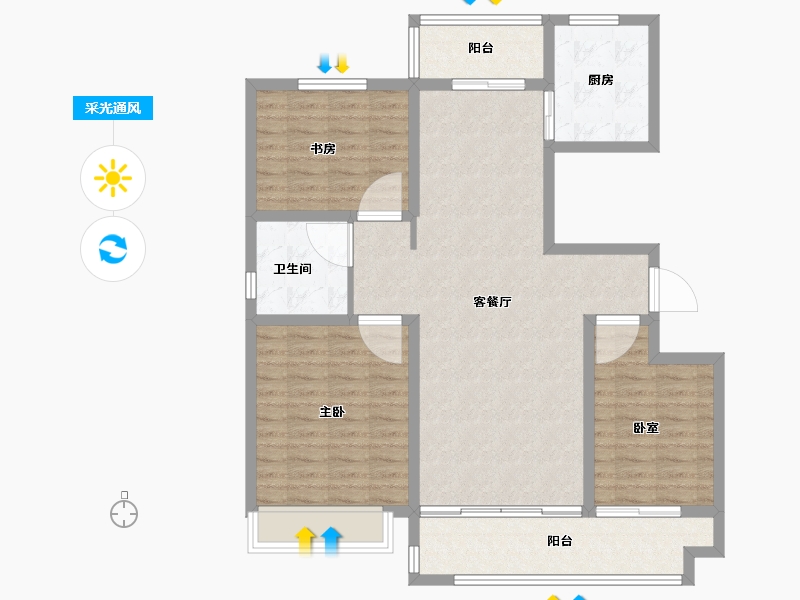 山东省-临沂市-​金邑瑞府-100.81-户型库-采光通风