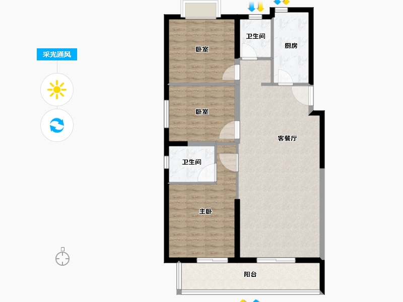 湖北省-武汉市-中建锦绣楚城-100.80-户型库-采光通风