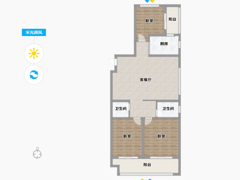 山东省-潍坊市-金帝惠贤府-104.00-户型库-采光通风