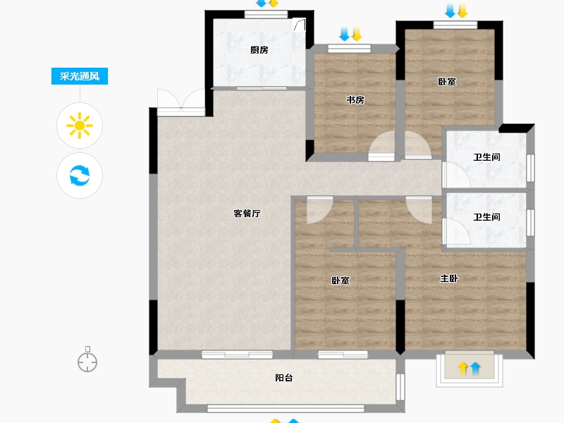 浙江省-绍兴市-中国铁建嵊星湾-101.78-户型库-采光通风