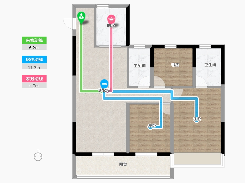 浙江省-温州市-远洋泊云庭-90.39-户型库-动静线