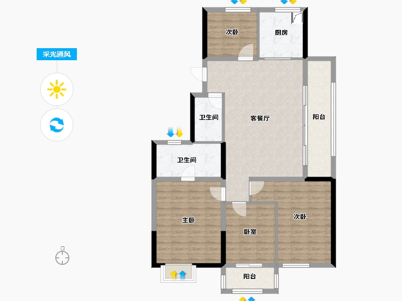 浙江省-绍兴市-碧桂园棠樾府-112.16-户型库-采光通风