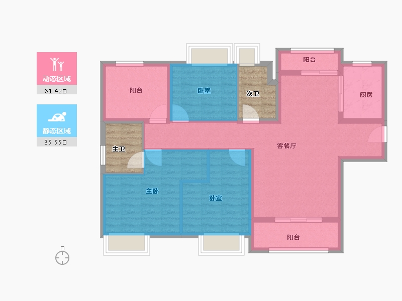 湖南省-长沙市-长房越秀·星悦荟-95.20-户型库-动静分区