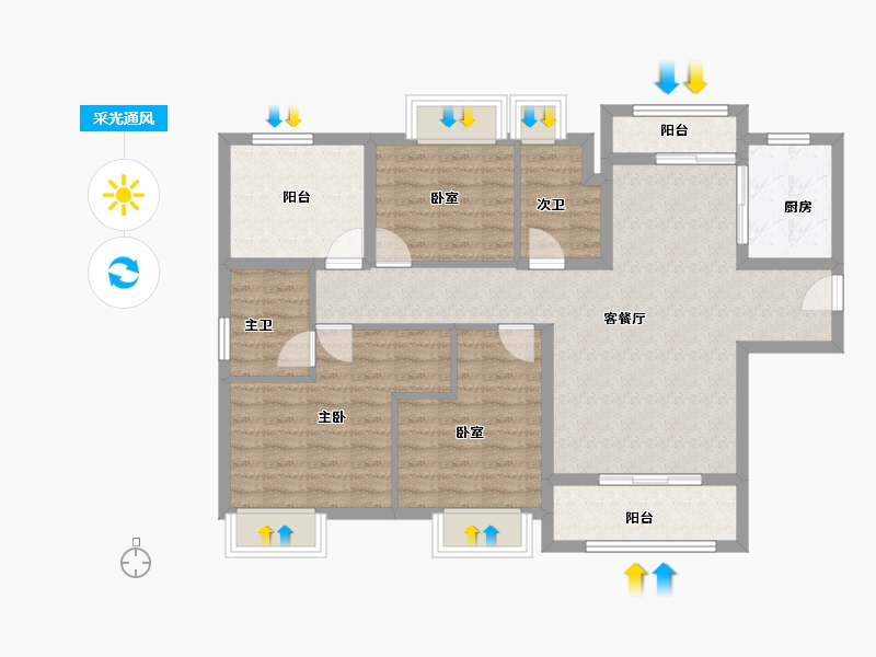 湖南省-长沙市-长房越秀·星悦荟-95.20-户型库-采光通风