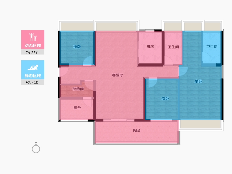 广东省-惠州市-碧桂园滨江府-115.15-户型库-动静分区