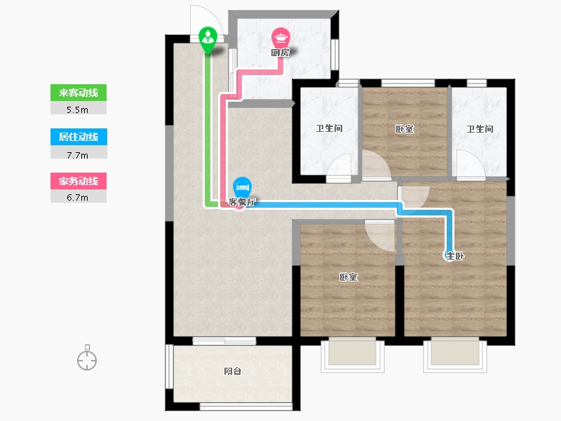 湖北省-武汉市-中建锦绣楚城-86.40-户型库-动静线