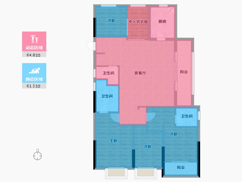 浙江省-绍兴市-万合文德上院-113.64-户型库-动静分区