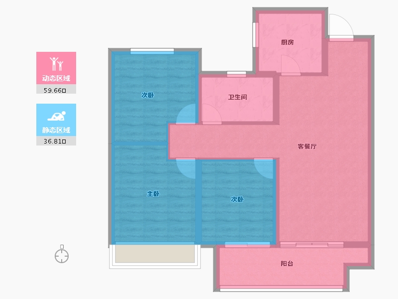 山东省-临沂市-星河城·盛府-86.73-户型库-动静分区