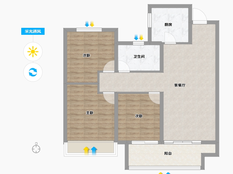 山东省-临沂市-星河城·盛府-86.73-户型库-采光通风