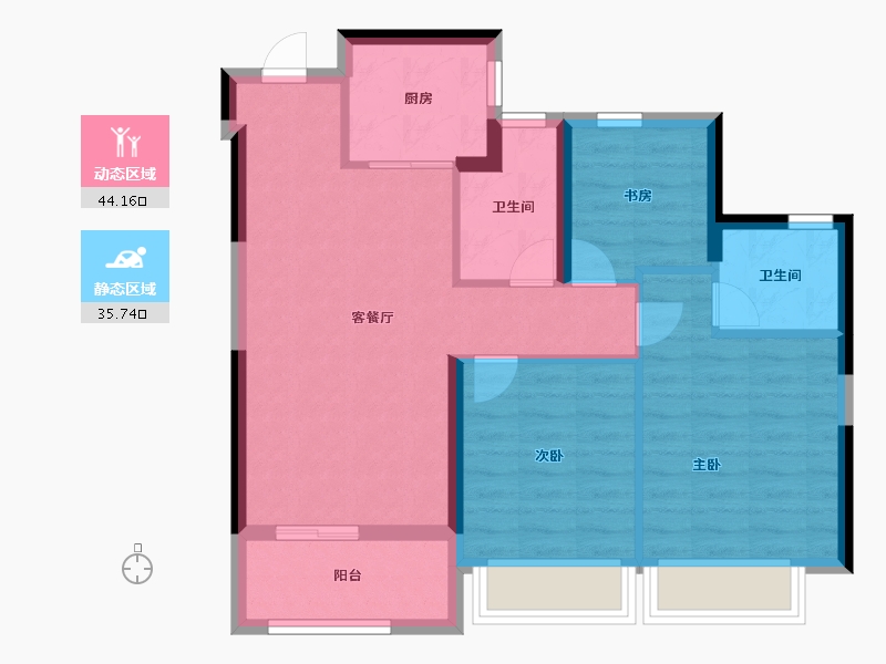 浙江省-温州市-祥生公园道-71.20-户型库-动静分区