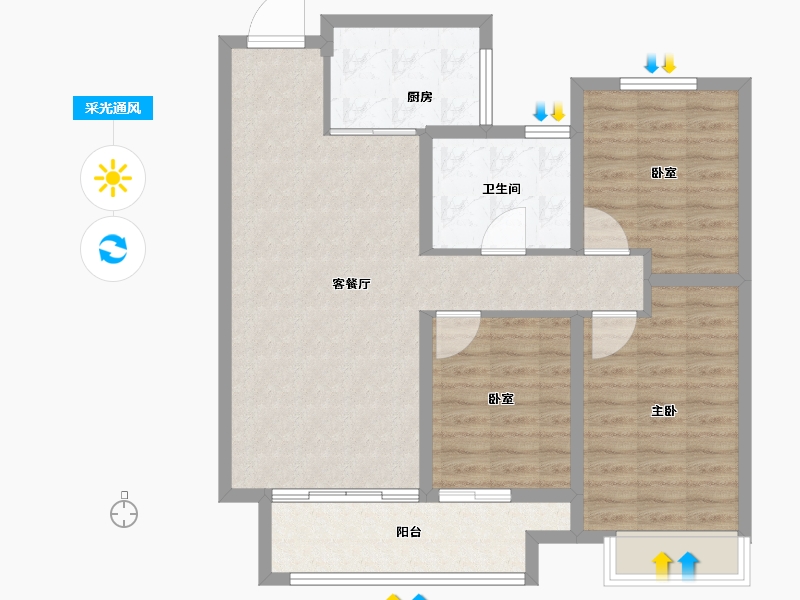 山东省-临沂市-儒辰璟宸御园-89.60-户型库-采光通风