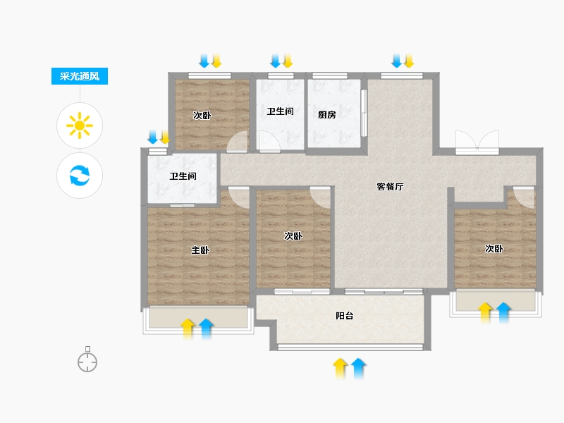 山东省-临沂市-星河城·盛府-108.48-户型库-采光通风