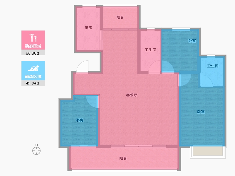 山东省-临沂市-儒辰璟宸御园-121.01-户型库-动静分区